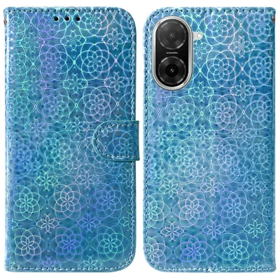 For Xiaomi Redmi A5 NFC (EU) (173.45mm) Stand Case Dazzling Flower Leather Phone Cover - Blue