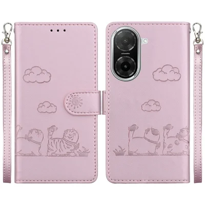 For Xiaomi Redmi A5 NFC (EU) (173.45mm) Case RFID Blocking Kitten Pattern TPU + PU Leather Phone Cover - Pink