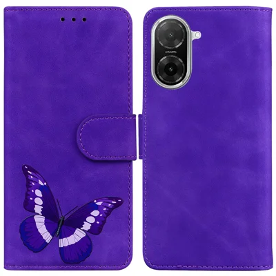 For Xiaomi Redmi A5 NFC (EU) (173.45mm) Stand Case PU Leather Phone Cover Butterfly Printed - Purple