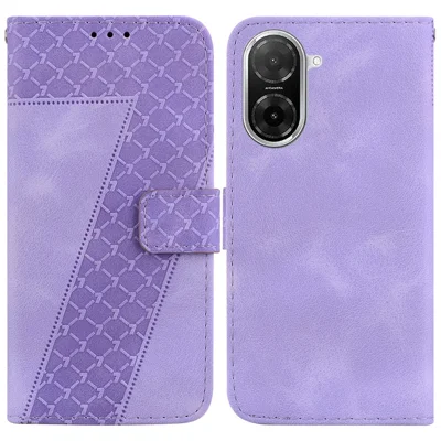 For Xiaomi Redmi A5 NFC (EU) (173.45mm) Stand Case 7-Shaped Pattern Imprint Leather Phone Cover - Purple
