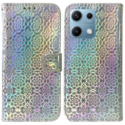 For Xiaomi Redmi Note 14S 4G Stand Case Dazzling Flower Leather Phone Cover - Grey