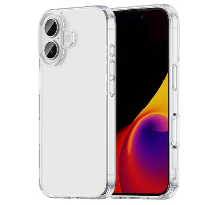For iPhone 16 Case TPU + akryl telefonbagdæksel mod gulning - transparent