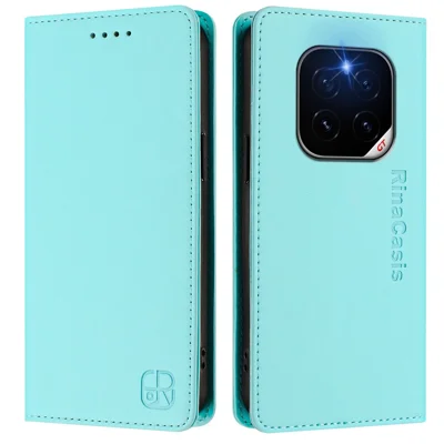 غطاء Honor GT Pro الجلدي RINACASIS RC01 مع حامل محفظة وحجب RFID - أخضر薄荷