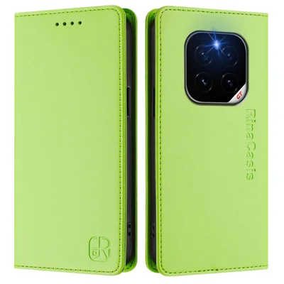For Honor GT Pro Leather Case RINACASIS RC01 Phone Cover with RFID Blocking Wallet Stand - Green