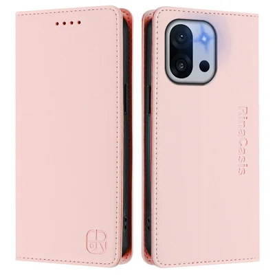 For OnePlus 13T 5G Læderet Taskase RINACASIS RC01 Telefonbeskyttelse med RFID-blokerende Wallet Stå - Pink