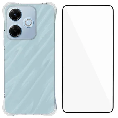 WANLONFENG For Xiaomi Redmi 13x 4G Case  WL Series 2.0mm TPU Phone Cover with Tempered Glass Film - Transparent