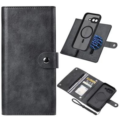 VILI GVB Series for Google Pixel 9a Magnetic Case Detachable Leather Phone Cover - Black