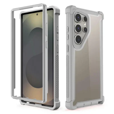 For Samsung Galaxy S24 Ultra Case Clear Detachable 2 in 1 Shockproof TPU + PC Phone Back Cover - Grey