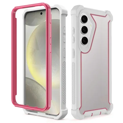 For Samsung Galaxy S24 Case Clear Detachable 2 in 1 Shockproof TPU + PC Phone Back Cover - Pink