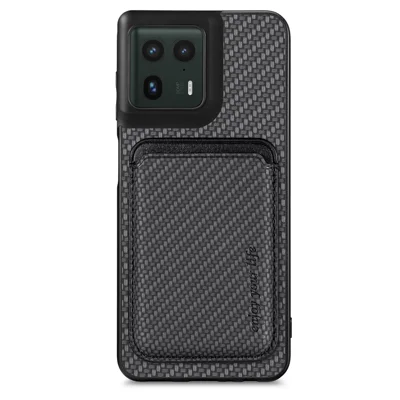 For Motorola Edge 50 Ultra 5G Case Magnetic Detachable Card Holder Phone Back Cover - Black