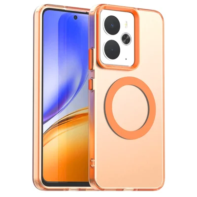 For Realme 14 5G Magnetic Case Anti Drop Hybrid Phone Back Cover - Orange