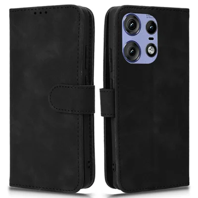 For Motorola Edge 50 Pro 5G Leather Case Skin Feel Anti Drop Wallet Flip Phone Cover - Black