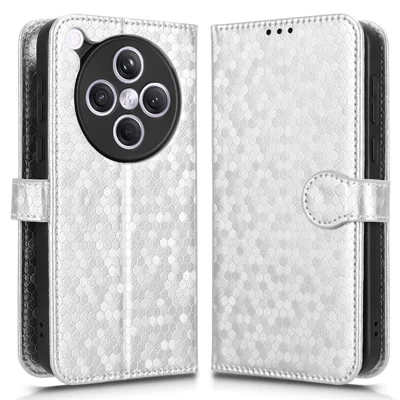 For Oppo Find X8s+ 5G Wallet Case Dot Pattern Imprint PU Leather Phone Cover - Silver