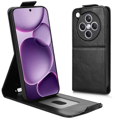 For Oppo Find X8s+ 5G Stand Case Magnetic Clasp Vertical Flip Leather Phone Cover with Card Holder - Black