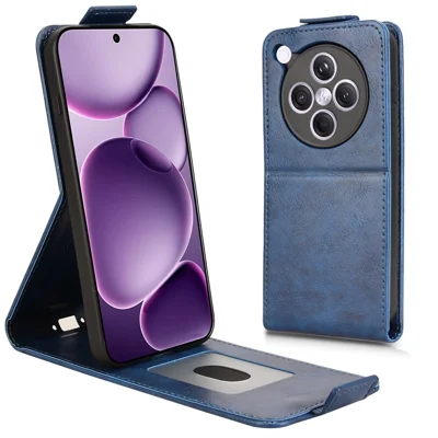 For Oppo Find X8s+ 5G Stand Case Magnetic Clasp Vertical Flip Leather Phone Cover with Card Holder - Dark Blue