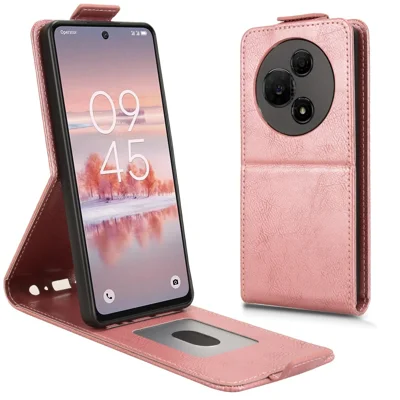 For TCL 60 NxtPaper 4G Stand Case Magnetic Clasp Vertical Flip Leather Phone Cover with Card Holder - Rose Gold