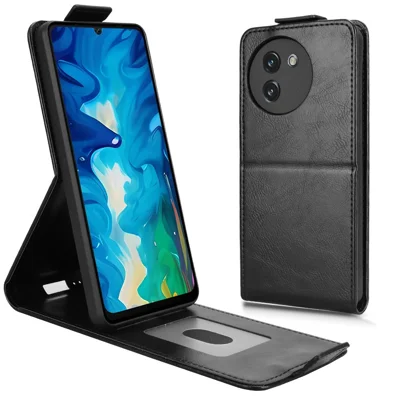 For Doogee Note 59 Pro / Note 59 Stand Case Magnetic Clasp Vertical Flip Leather Phone Cover with Card Holder - Black