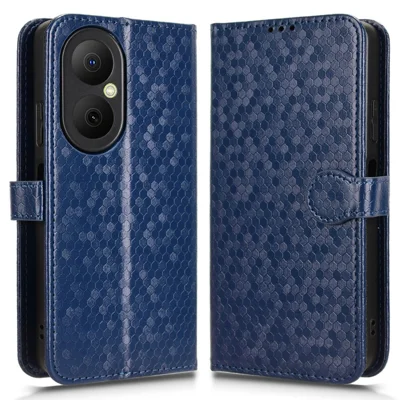 For Huawei Enjoy 80 Wallet Case Dot Pattern Imprint PU Leather Phone Cover - Dark Blue