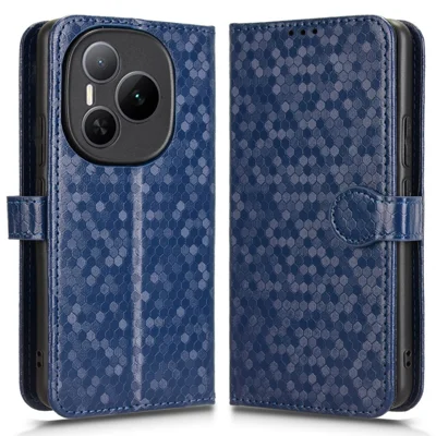 For Honor Power 5G Wallet Case Dot Pattern Imprint PU Leather Phone Cover - Dark Blue