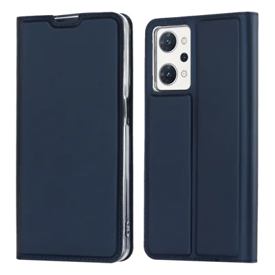 For Oppo Reno7 A (Japan Version) 5G PU Leather Card Holder Case Magnetic Auto-absorbed Phone Stand Cover - Blå