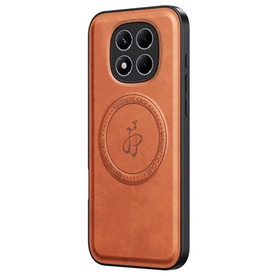 Magnetisch hoesje voor Xiaomi Redmi Note 14 Pro 5G / 14 Pro+ 5G / Poco X7 5G PU + TPU + PC achtercover valbestendig - Bruin