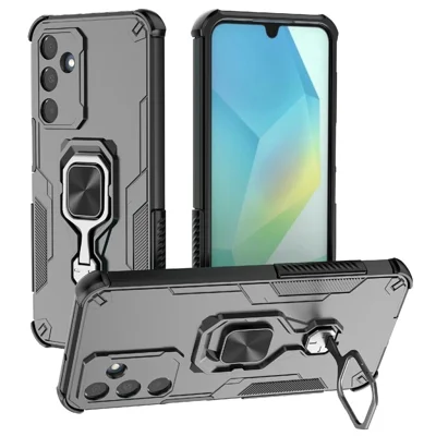 Bulk Purchasing For Samsung Galaxy A16 5G  /  4G Case Rotatable Ring Kickstand PC + TPU Shockproof Phone Cover - Black