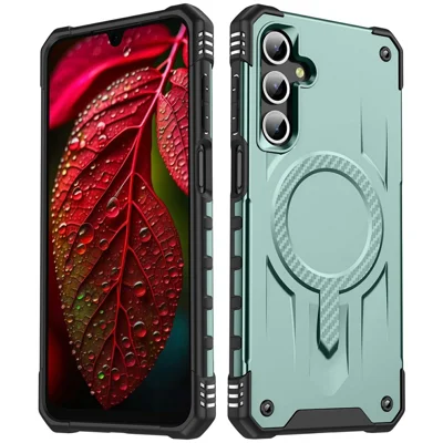 Bulk Purchasing For Samsung Galaxy A15 5G  /  4G Magnetic Case Shockproof PC + TPU Phone Cover - Midnight Green