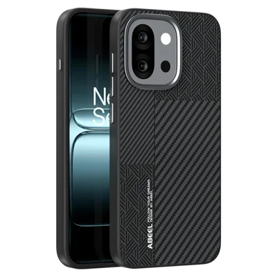 ABEEL Para OnePlus 13T 5G Capa Magnética PC + TPU + Liga de Alumínio + Capa para Telemóvel em Pele Sintética - Textura 3