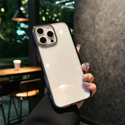 For iPhone 16 Pro Max Crystal Clear Case TPU + Acrylic Shockproof Phone Cover - Transparent Black