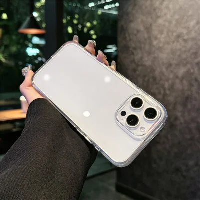 For iPhone 15 Pro Crystal Clear Case TPU + Acrylic Shockproof Phone Cover - Transparent