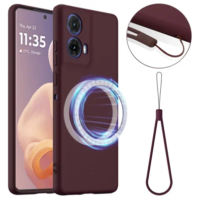 For Motorola Moto G24 4G Magnetic Case Anti-Drop Liquid Silicone Phone Cover - Wine Red