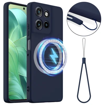 For Motorola Moto G Power (2026) 5G / G Power (2025) Magnetic Case Anti-Drop Liquid Silicone Phone Cover - Dark Blue