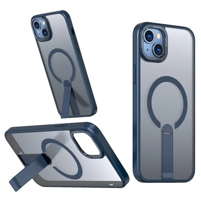 For iPhone 14 / 13 Case Compatible with MagSafe Kickstand TPU + Acrylic Phone Cover - Blue
