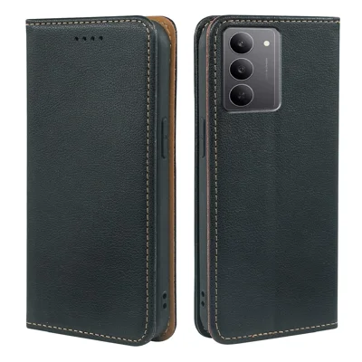 For Realme V60 Pro 5G / 14x (India) 5G Case Wallet RFID Blocking Leather Phone Cover Strong Magnetic Closure - Black