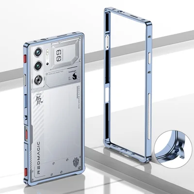 Bumper Cases For ZTE nubia Red Magic 9S Pro+ 5G  /  9S Pro 5G  /  9 Pro+ 5G  /  9 Pro 5G Metal Frame Heat Dissipation Cover with Lens Protector - Blue