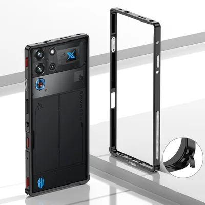 Bumper Cases For ZTE nubia RedMagic 10 Pro+ 5G  /  10 Pro 5G Metal Frame Heat Dissipation Cover with Lens Protector - Black