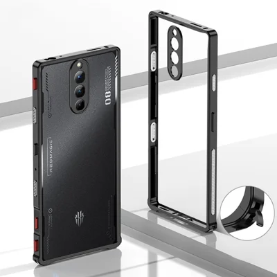 Bumper Cases For ZTE nubia Red Magic 8 Pro+ 5G  /  8 Pro 5G Metal Frame Heat Dissipation Cover with Lens Protector - Black