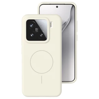 For Xiaomi 14 Pro Liquid Silicone Magnetic Case Skin-Touch Phone Cover - White