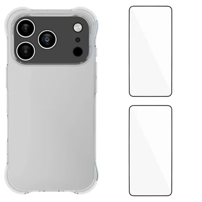 WANLONFENG For iPhone 17 Pro TPU Case  WL2 Series 2.0mm Phone Cover with 2Pcs Tempered Glass Films - Transparent