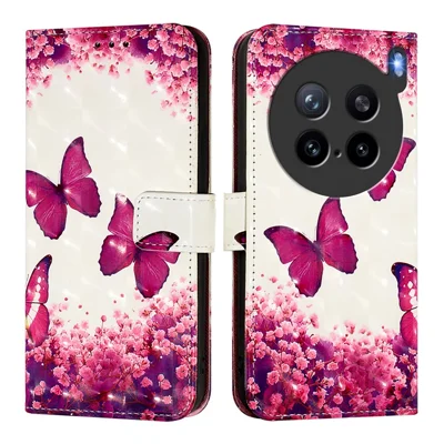 For vivo X200s 5G Leather Case Pattern Printing Wallet Stand Mobile Cover with Strap - Rose Butterflies