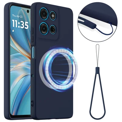 For Motorola Moto G Play (2025) 5G / Motorola Moto G 5G (2025) / Motorola Moto G Play (2025) 4G Case Magnetic Case Anti-Drop Liquid Silicone Phone Cover - Dark Blue