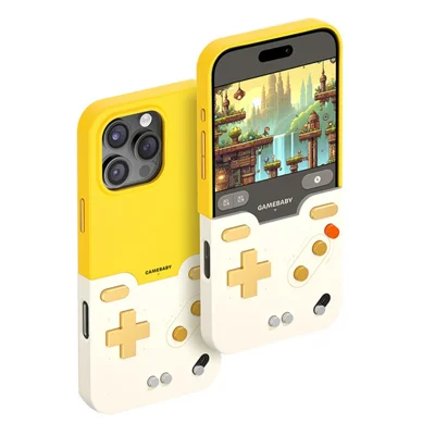 BITMOLAB GAMEBABY Cover per iPhone 16 Pro Max, Design a Console Retrò per Videogiochi Portatili