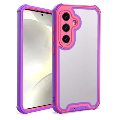 For Samsung Galaxy S25 Case Detachable 4 in 1 TPU + Acrylic + PC Shockproof Phone Cover - Blue Purple + Rose