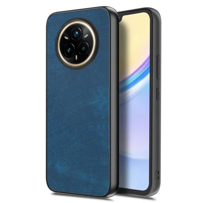 Voor Realme 14 Pro 5G hoesje Schokbestendig Slank Retro Leren Telefoon Achterklep - Blauw