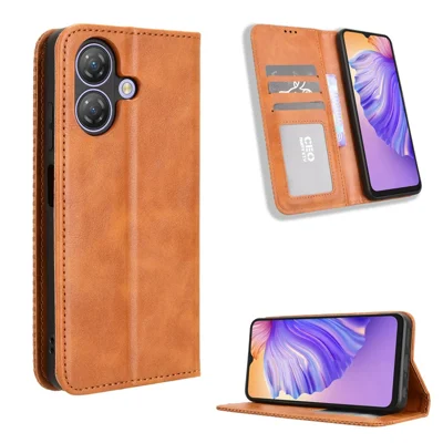 Til Ulefone Note 21 Læderetui Med Plads til Sedler Ståfunktion Retro Struktur Telefonbeskyttelse - Brun