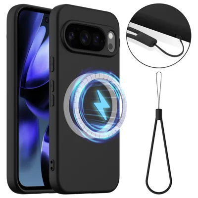 For Google Pixel 10 Pro XL Magnetic Case Anti-Drop Liquid Silicone Phone Cover - Black