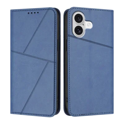 For iPhone 17 Wallet Case Magnetic Closure Leather Flip Phone Cover with Stand - Royal Blue