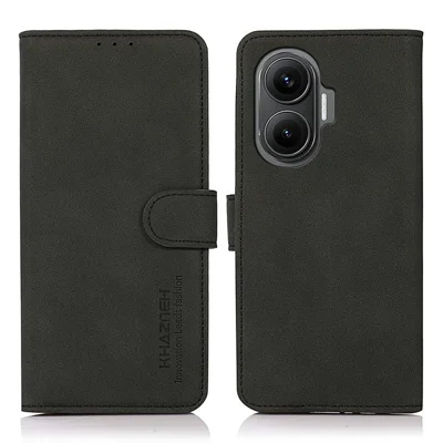 KHAZNEH For Xiaomi Redmi Turbo 4 Pro 5G  /  Poco F7 5G Case PU Leather Wallet Stand Phone Cover - Black