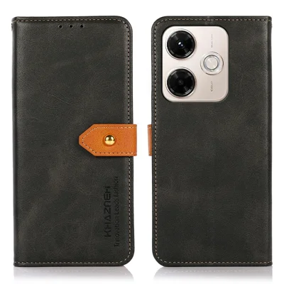 KHAZNEH For Xiaomi Redmi 13x 4G Wallet Phone Case Stand Leather Flip Cover - Black