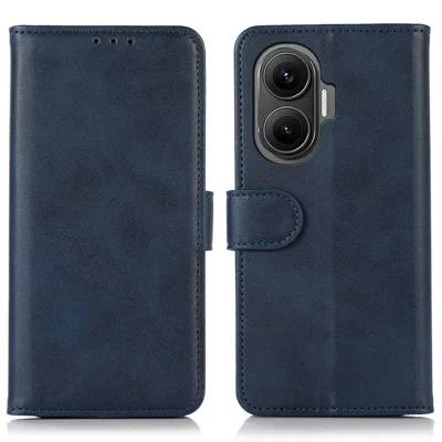 For Xiaomi Redmi Turbo 4 Pro 5G  /  Poco F7 5G Case Cowhide Texture Leather Wallet Phone Cover with Stand - Blue